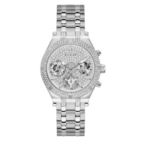 Guess Heiress Silver Stainless Steel White Dial Chronograph Quartz Watch for Ladies - GW0440L1