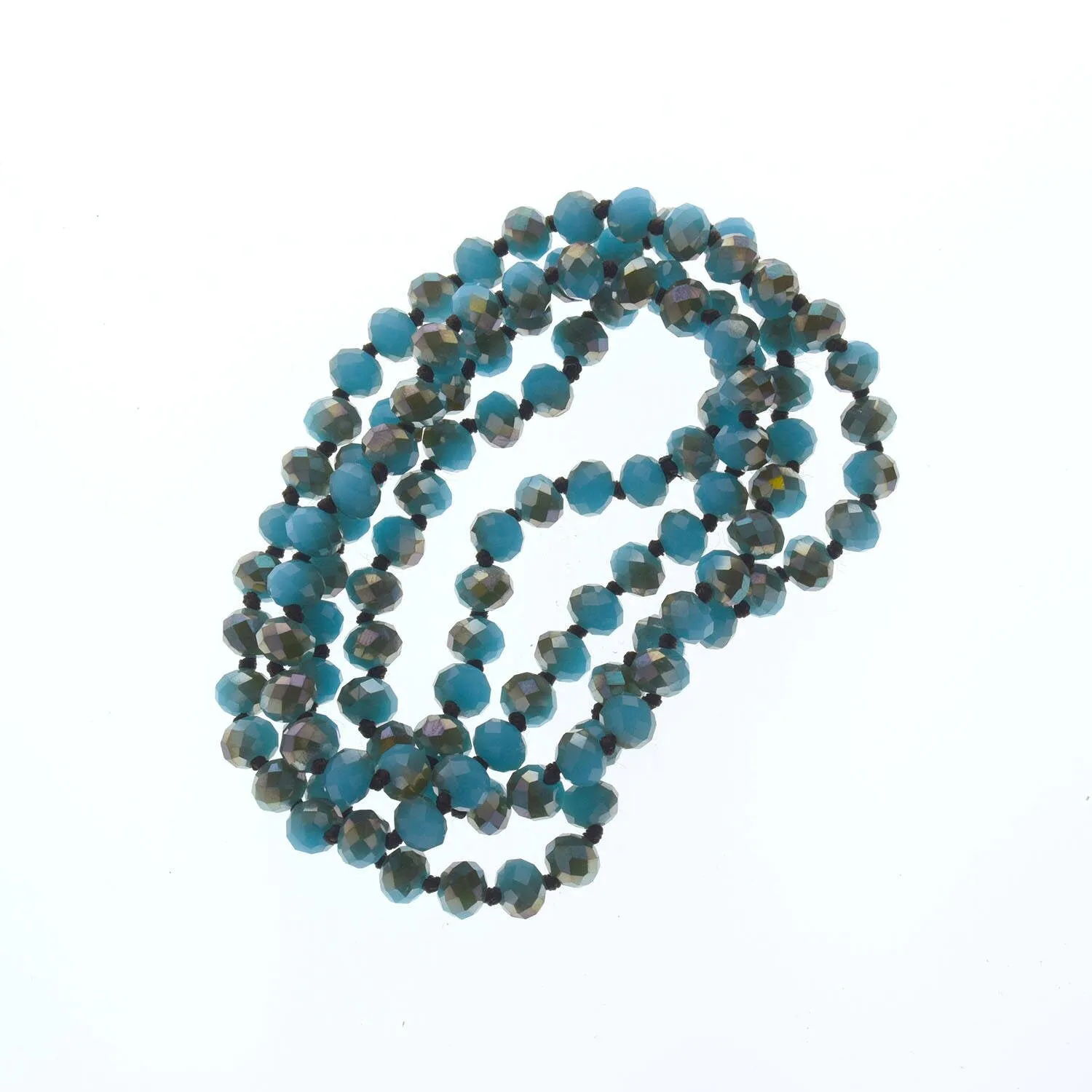 Hand knotted Faceted Crystal Necklaces, 8mm rondelle crystal beads, 36" length, per color, each