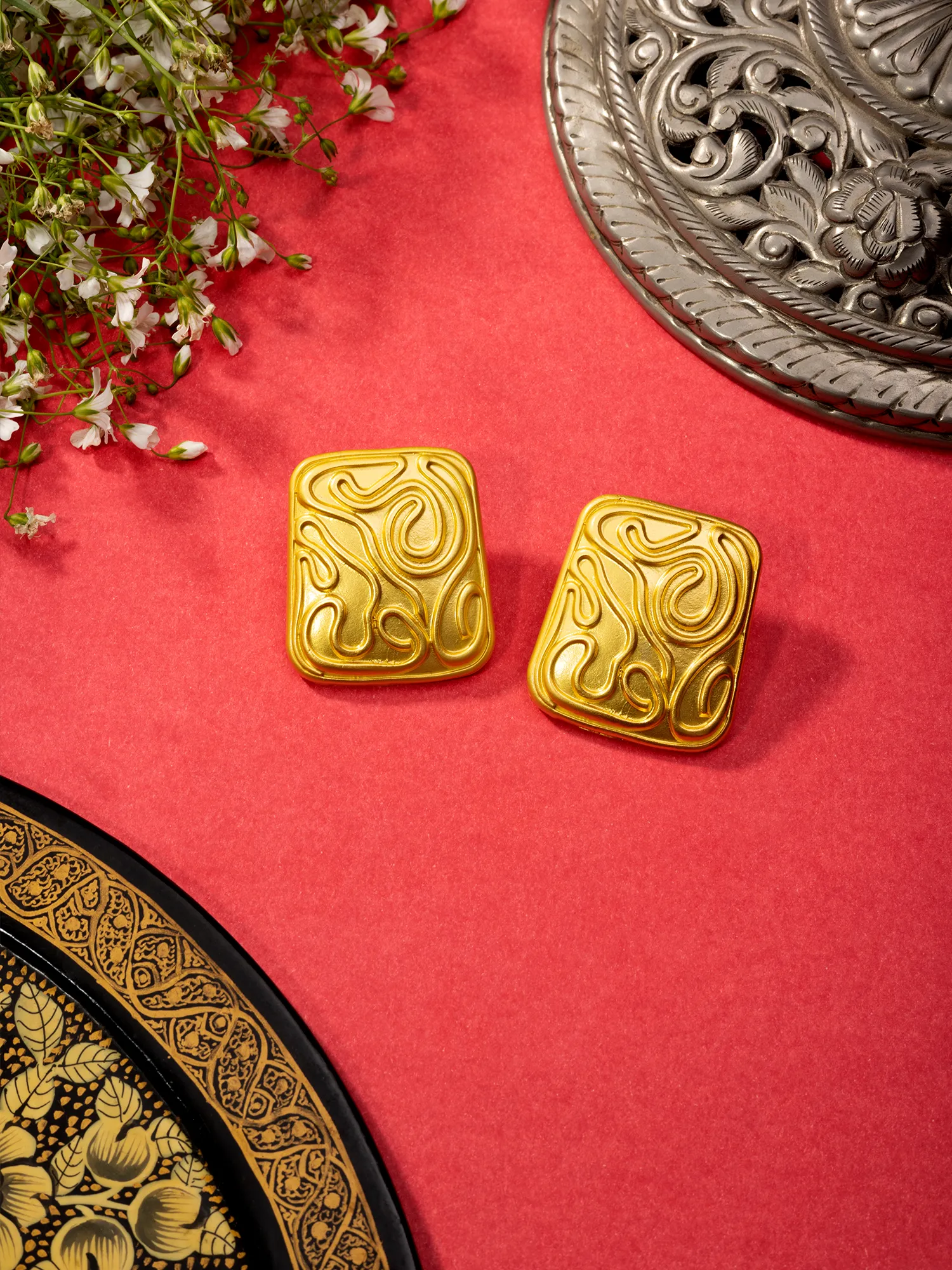 Handcrafted Gold Plated Brass Earrings