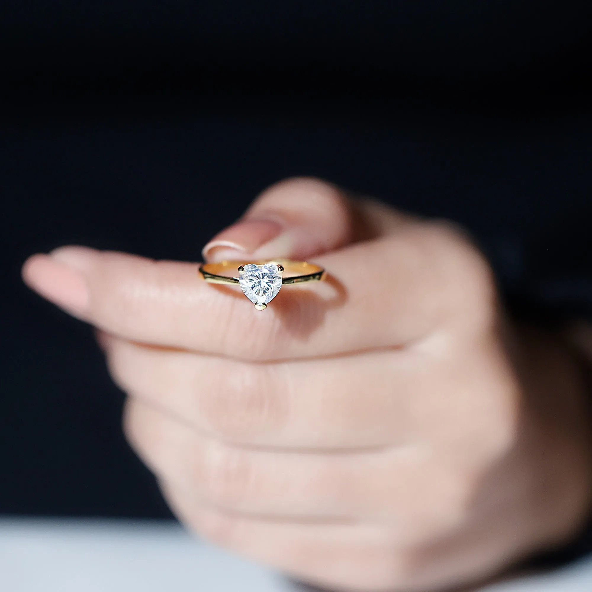 Heart Shape Moissanite Simple Solitaire Ring