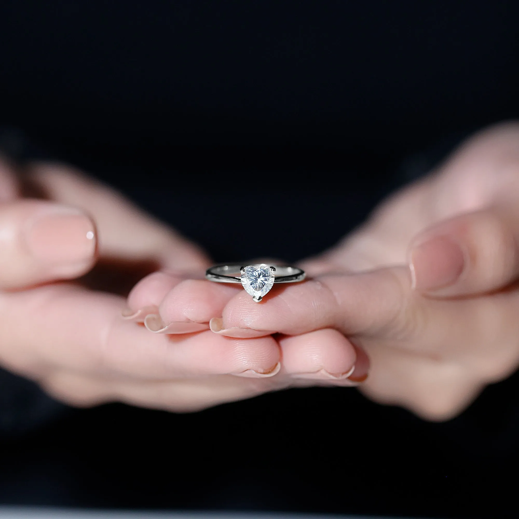Heart Shape Moissanite Simple Solitaire Ring
