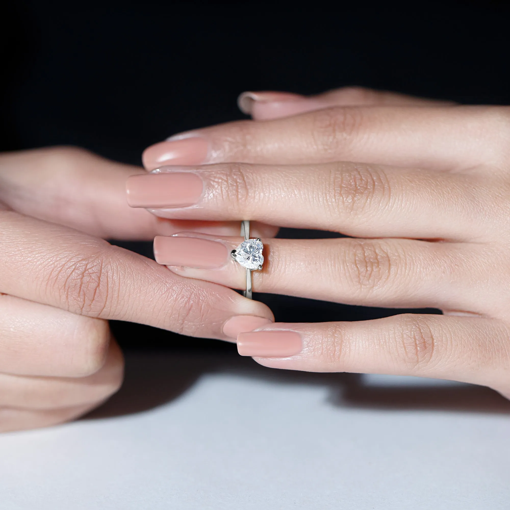 Heart Shape Moissanite Simple Solitaire Ring