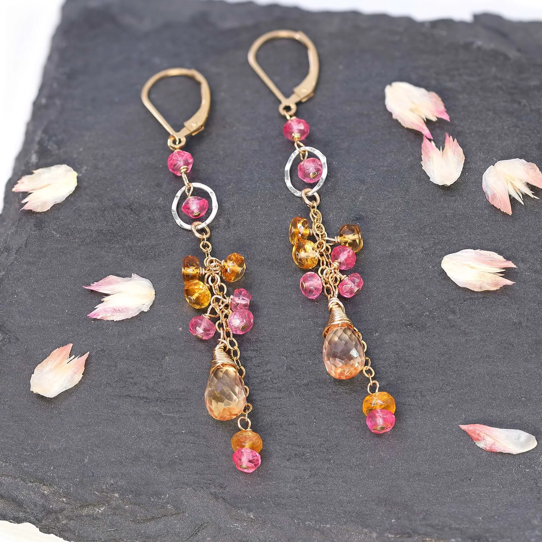 Hermosa Beach - Sapphire Gold Drop Earrings