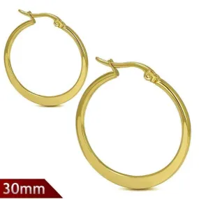 Highly Polished Gold Plated Stainless Steel 316 Hoop Earrings Available in Two Sizes