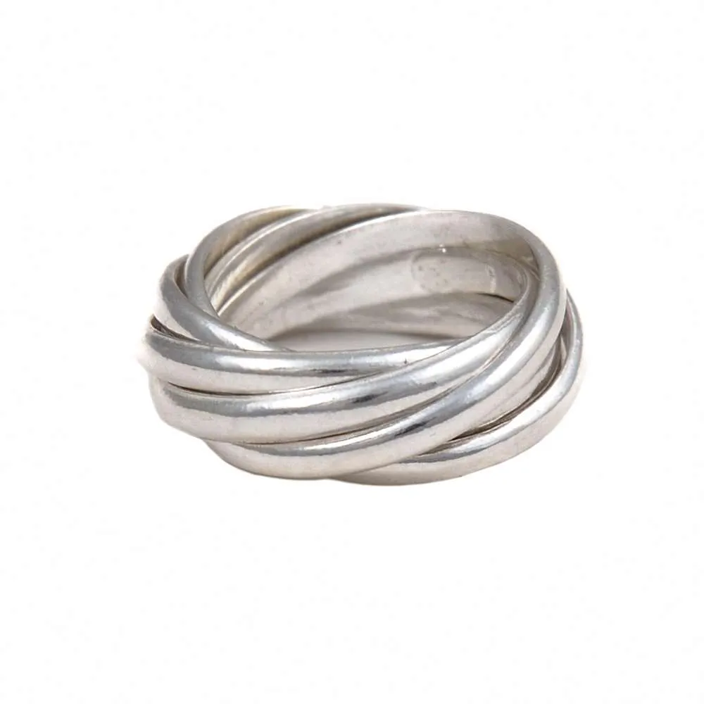 Intertwined Sterling Silver 7 Band Russian Wedding Ring