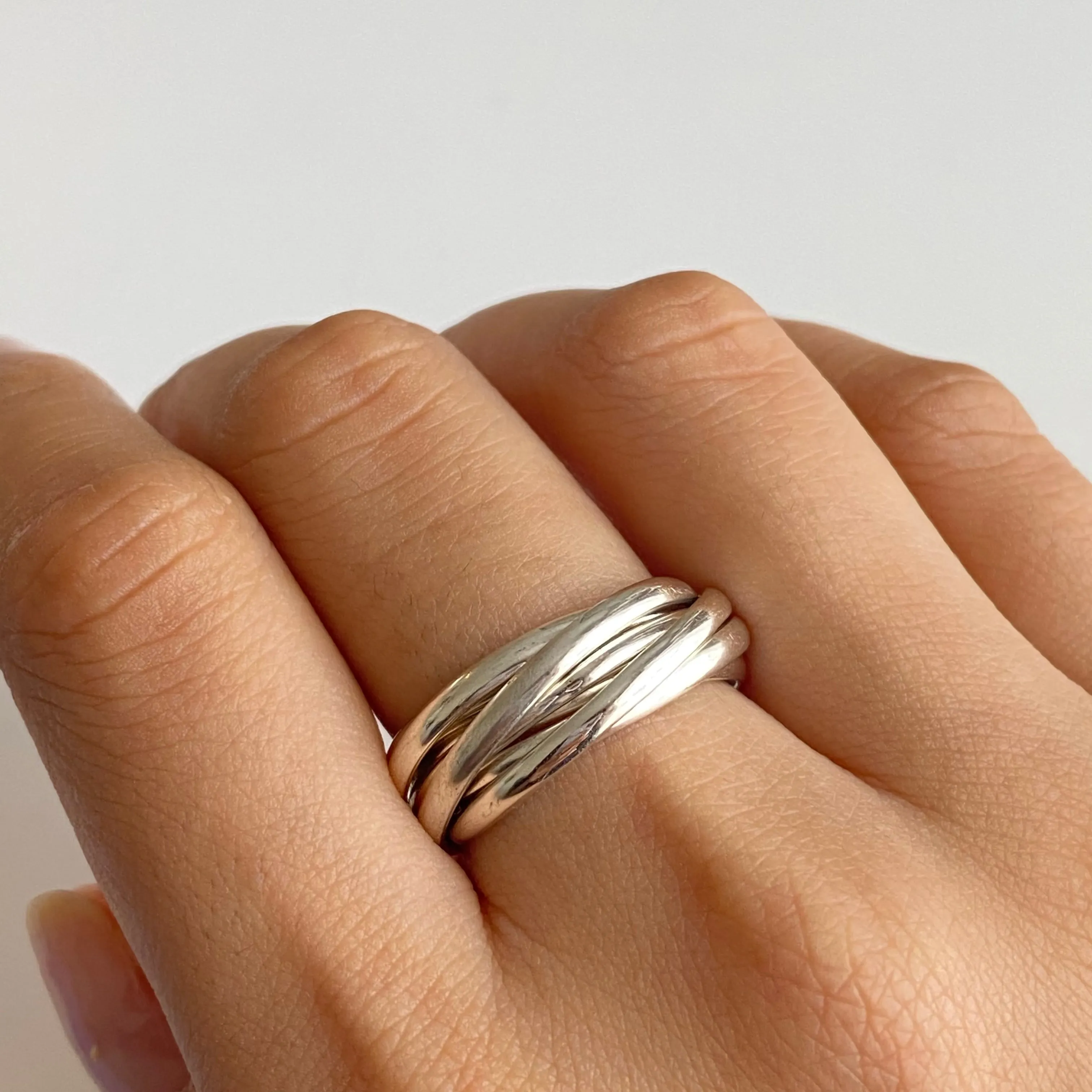 Intertwined Sterling Silver 7 Band Russian Wedding Ring