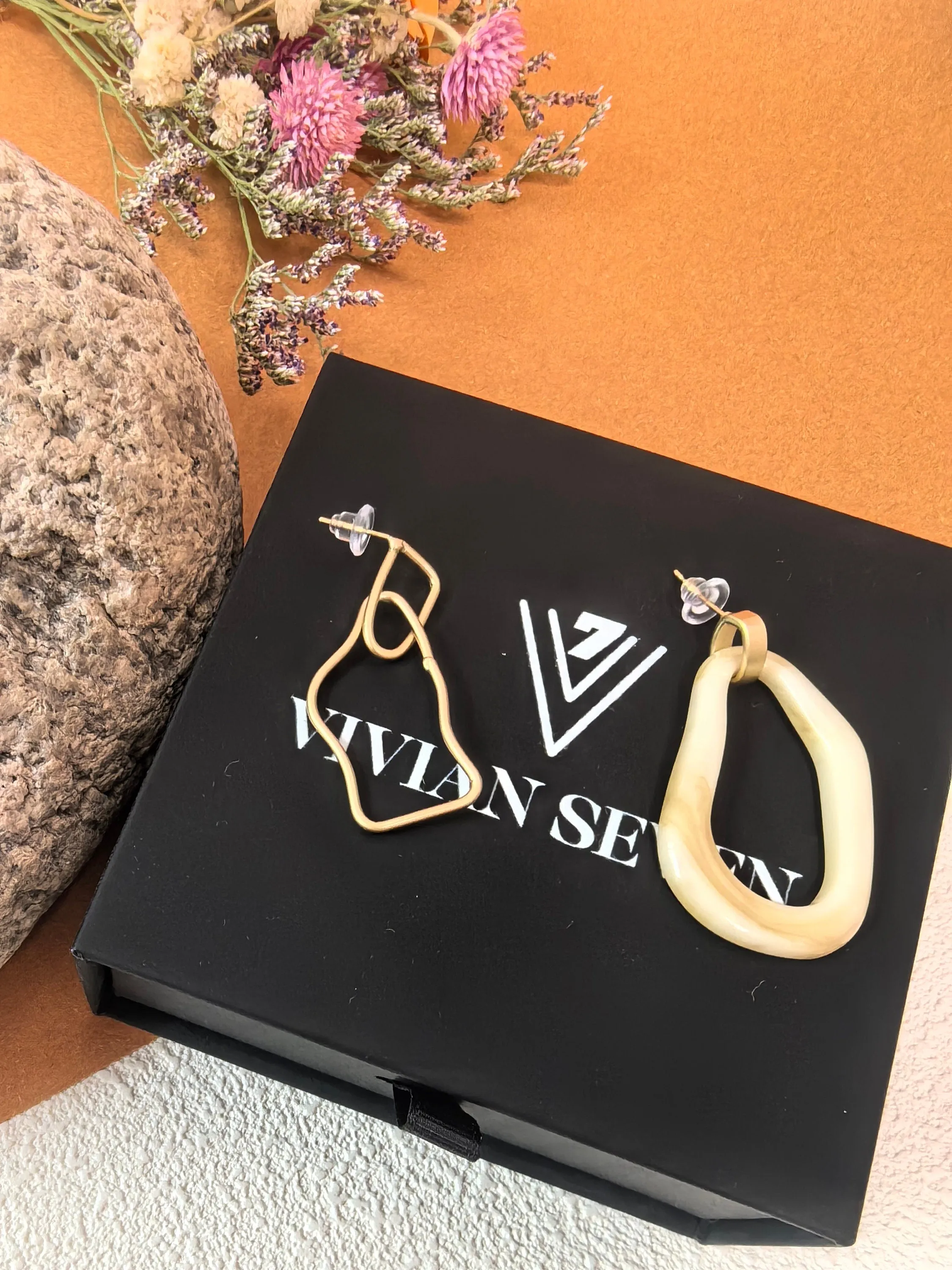 Irregular Resin Hoop Drop Statement Earrings