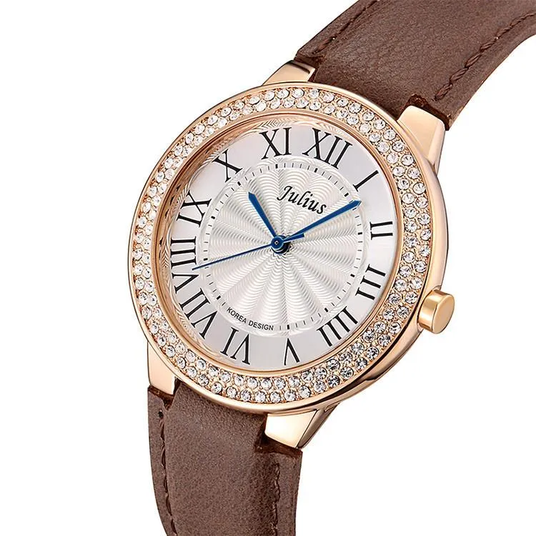 JS Lucens Crystal Leather Women Watch