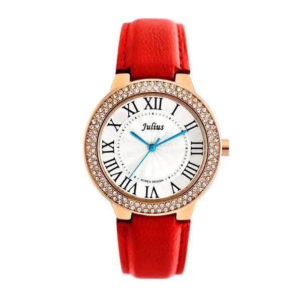 JS Lucens Crystal Leather Women Watch