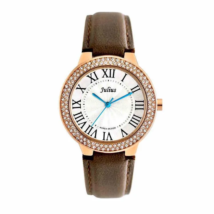 JS Lucens Crystal Leather Women Watch