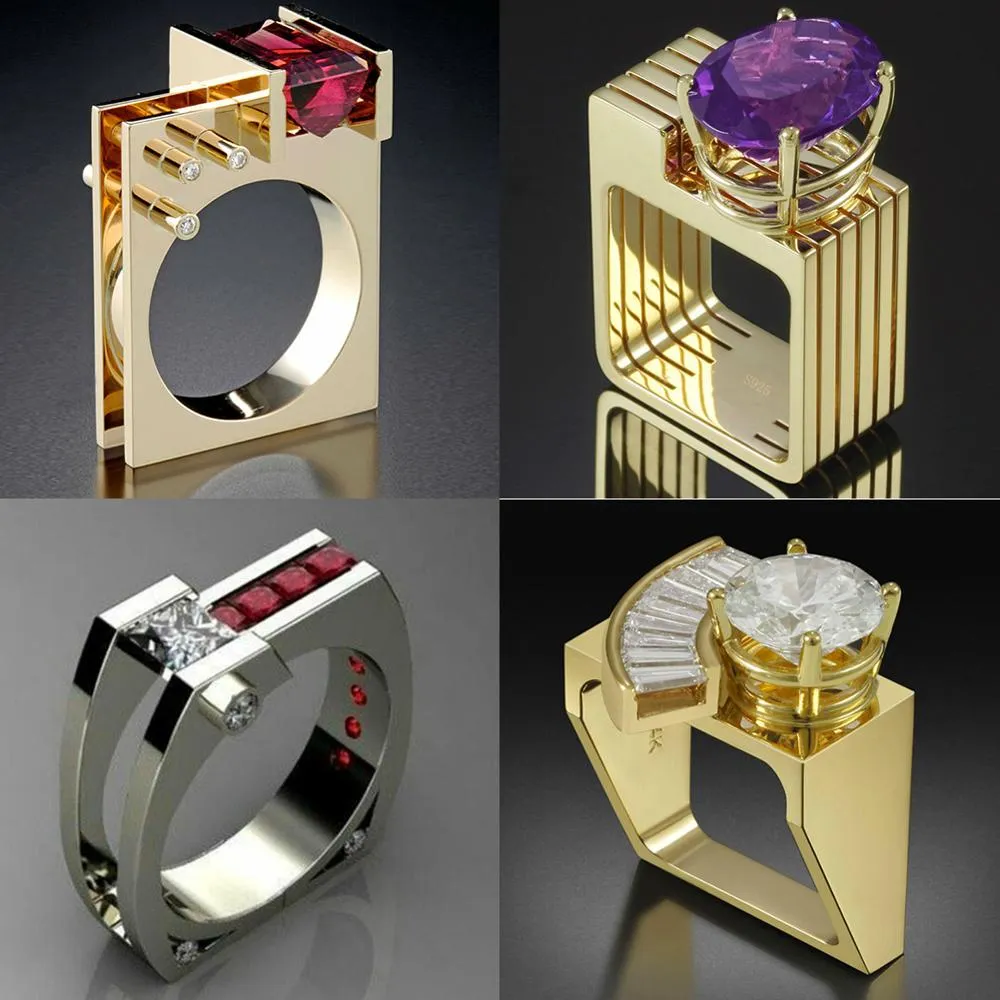 Judy Unique Fashion Women Silver Gold Rings Promise Wedding Engagement Rings