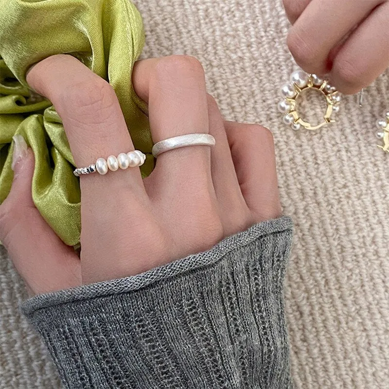 Korean Elegant Freshwater Pearl Rings For Women