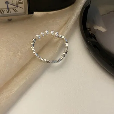 Korean Elegant Freshwater Pearl Rings For Women