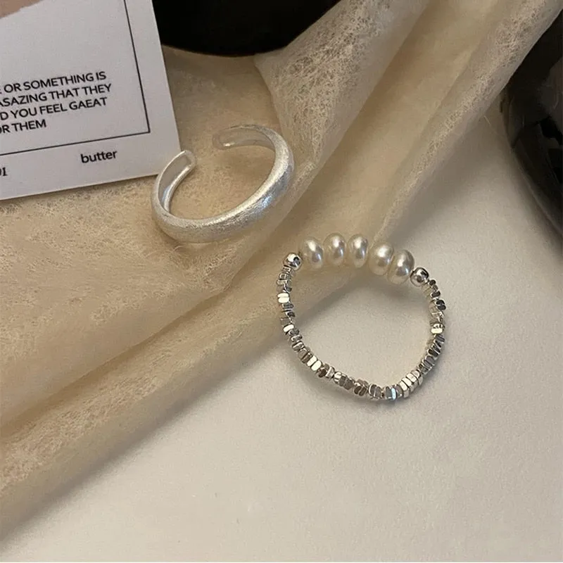 Korean Elegant Freshwater Pearl Rings For Women