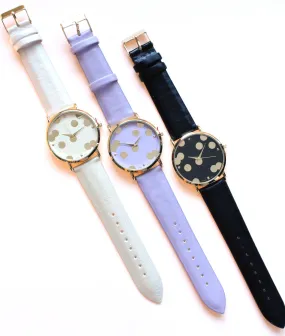 Leather Golden Dot Watches
