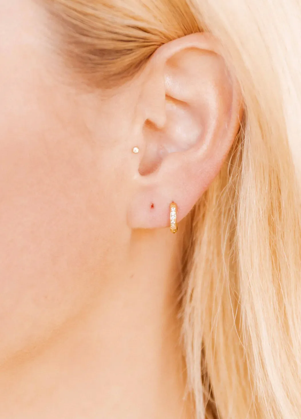 Linny Co Scarlet Huggie 8mm Hoop - CZ Gold