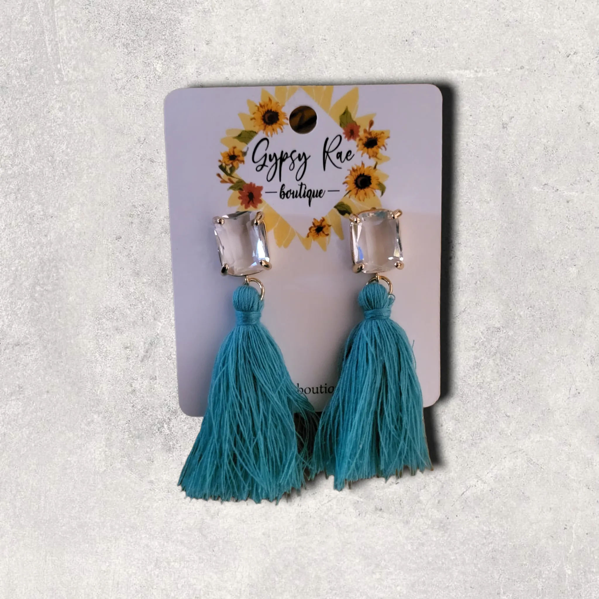 Love Notes Turquoise Tassel Stud Earrings