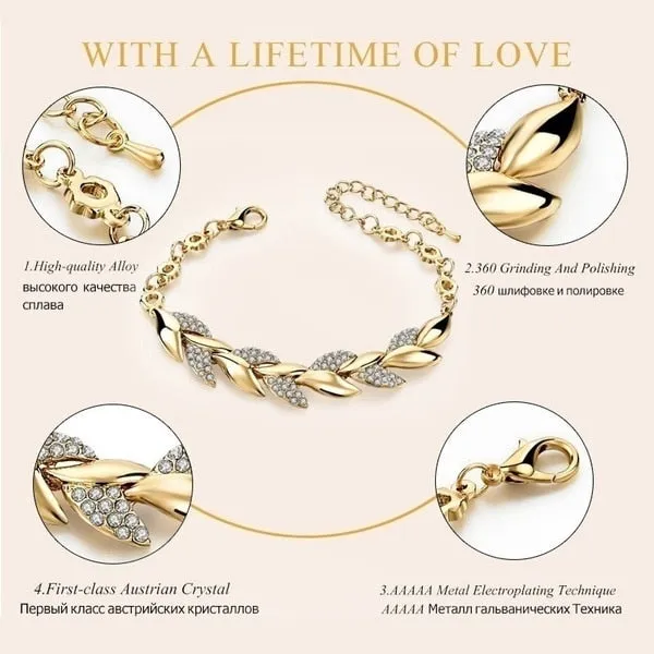 Luxury Braided Leaf Bracelet Charm Anniversary for Women Jewelry