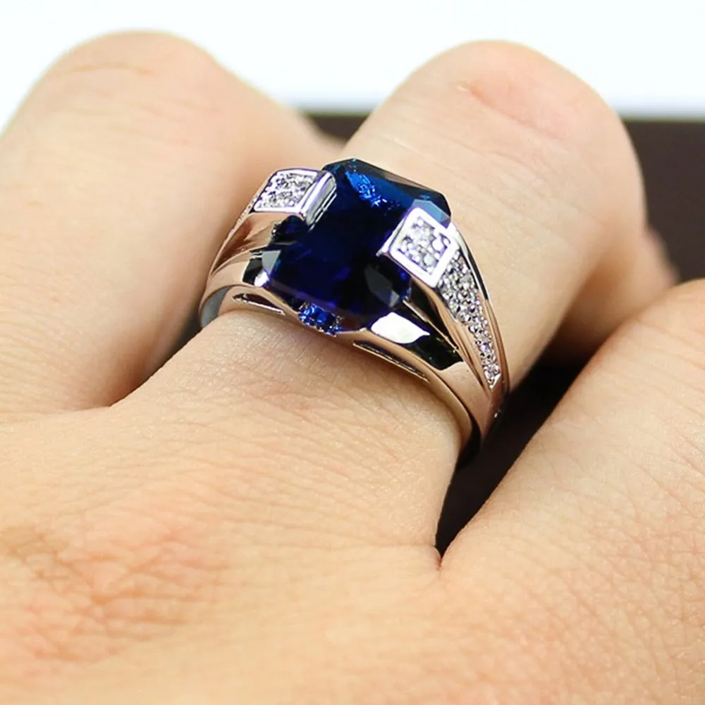 Luxury Deep Blue Solitaire Rings for Women