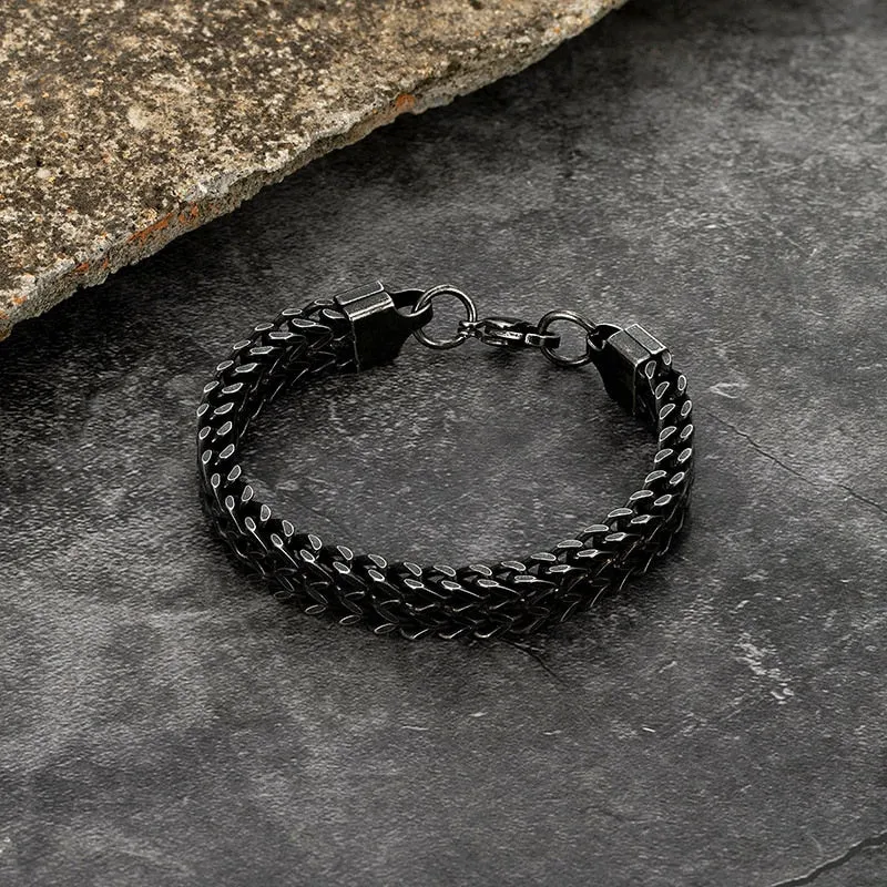 Men Bracelet 10mm Vintage Black Chain Link Punk Rock Stainless Steel Motorcycle Handmade Jewelry