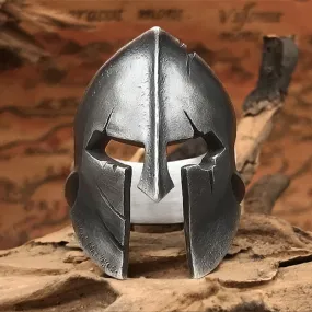 Men Simple Stainless Steel Warrior Helmet Ring