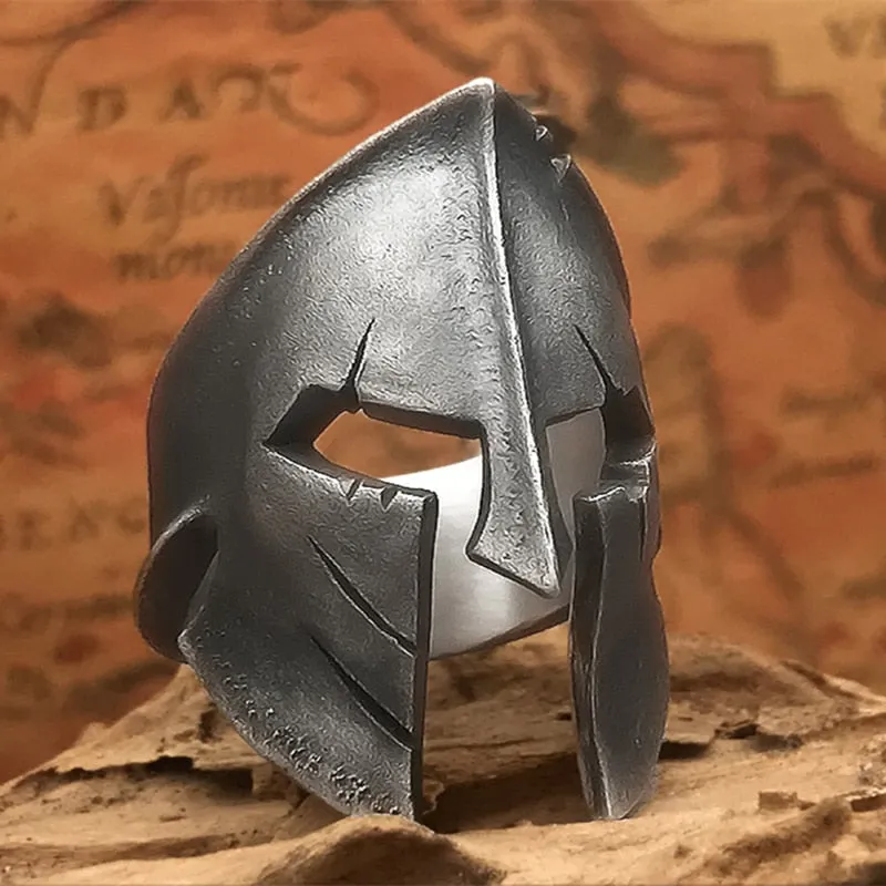 Men Simple Stainless Steel Warrior Helmet Ring