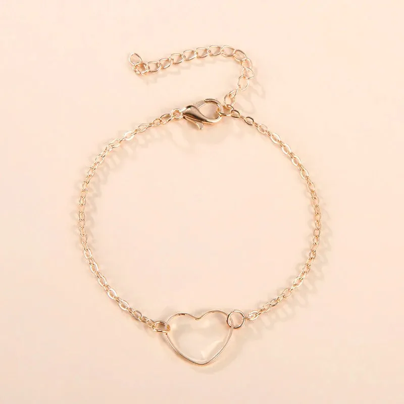 Minimalist Romantic Hollow Heart Charm Bracelets
