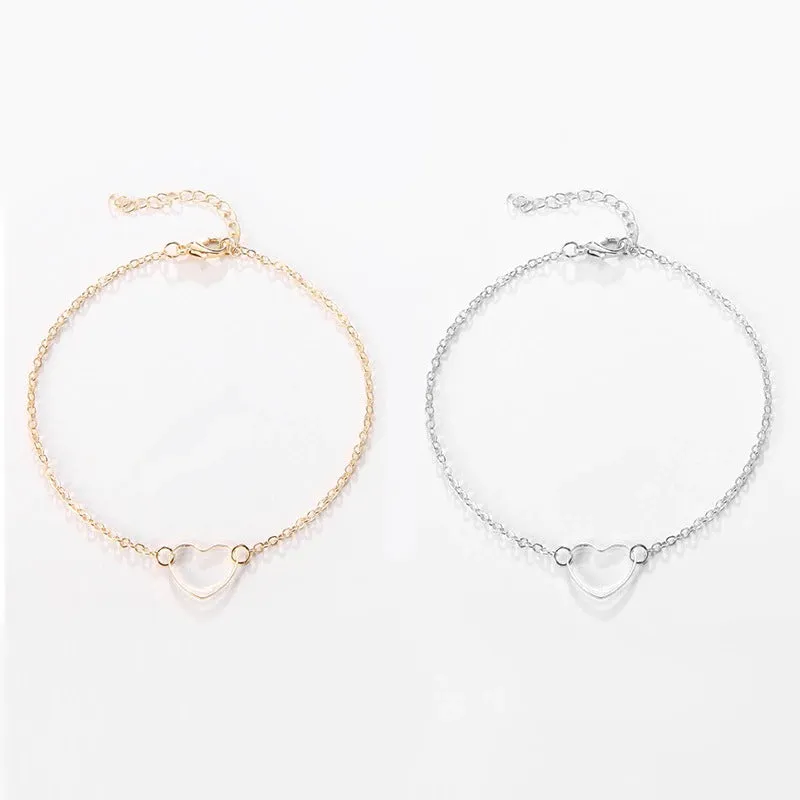 Minimalist Romantic Hollow Heart Charm Bracelets