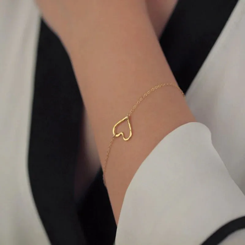 Minimalist Romantic Hollow Heart Charm Bracelets