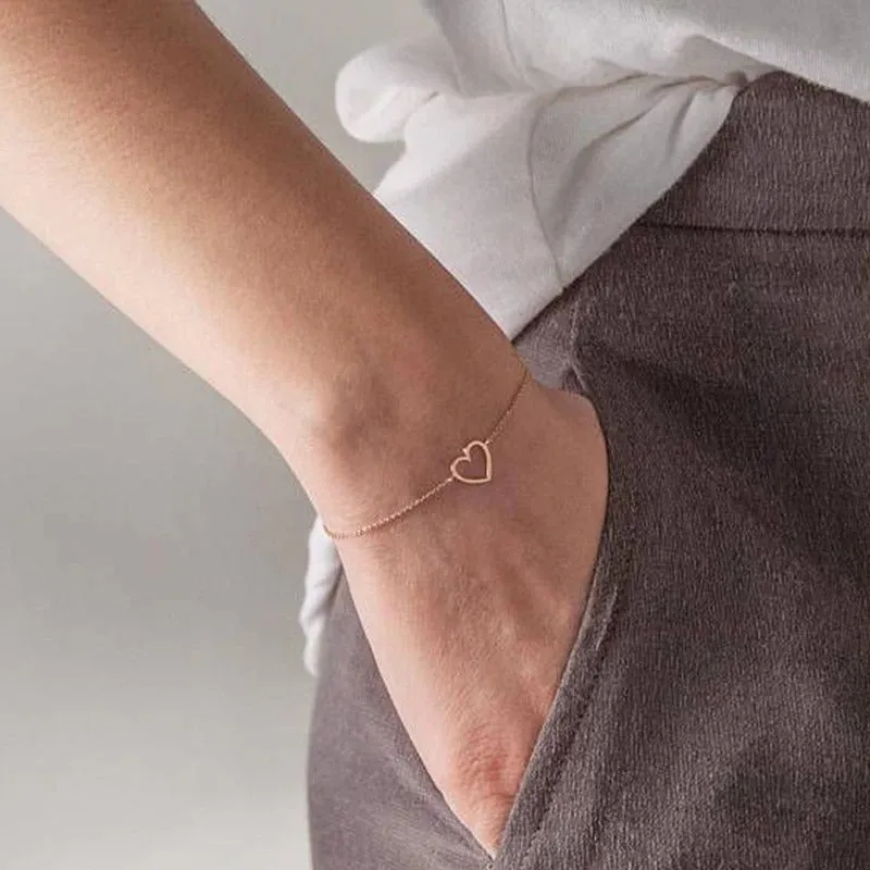 Minimalist Romantic Hollow Heart Charm Bracelets
