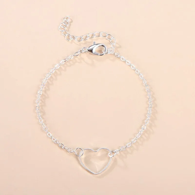 Minimalist Romantic Hollow Heart Charm Bracelets