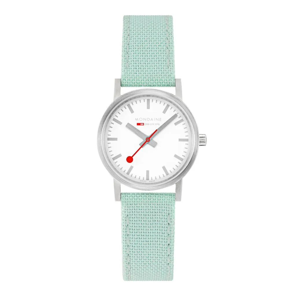 Mondaine Classic 30mm Neo-Mint Green Textile Watch A658.30323.17SBQ