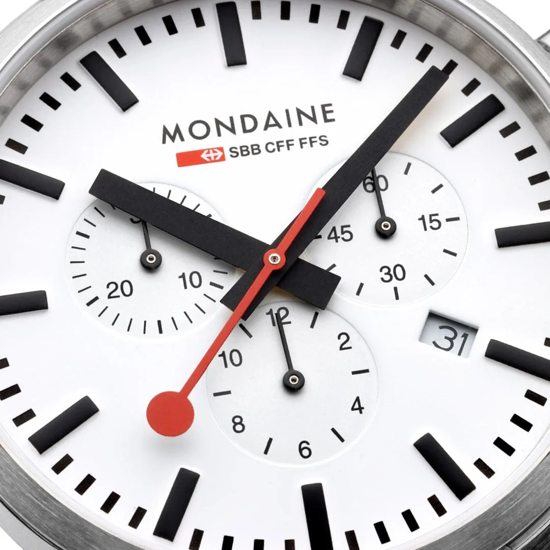 MONDAINE Neo Black vegan grape leather, 41 mm -MSD.41411.LBV CHRO WHITE