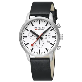 MONDAINE Neo Black vegan grape leather, 41 mm -MSD.41411.LBV CHRO WHITE