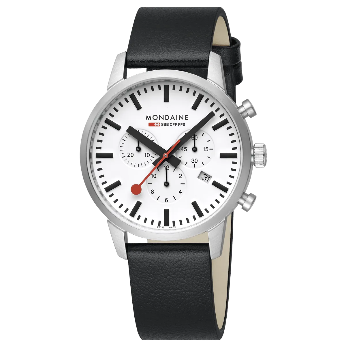 MONDAINE Neo Black vegan grape leather, 41 mm -MSD.41411.LBV CHRO WHITE