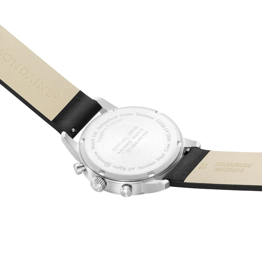 MONDAINE NEO, Black Vegan Grape Leather, 41 mm- MSD.41420.LBV CHRO