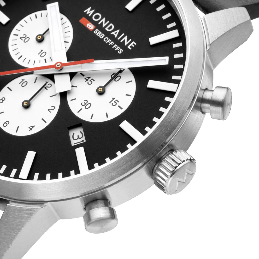 MONDAINE NEO, Black Vegan Grape Leather, 41 mm- MSD.41420.LBV CHRO