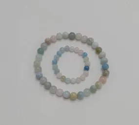 Mother & Child Bracelets Set - Delicate Morganite