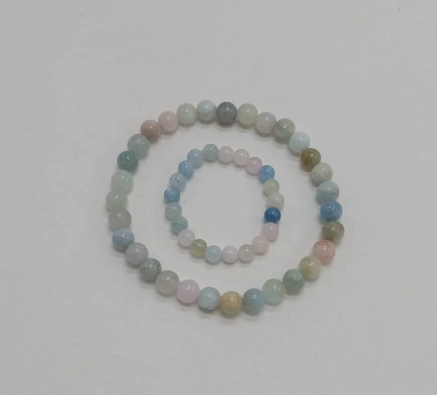 Mother & Child Bracelets Set - Delicate Morganite