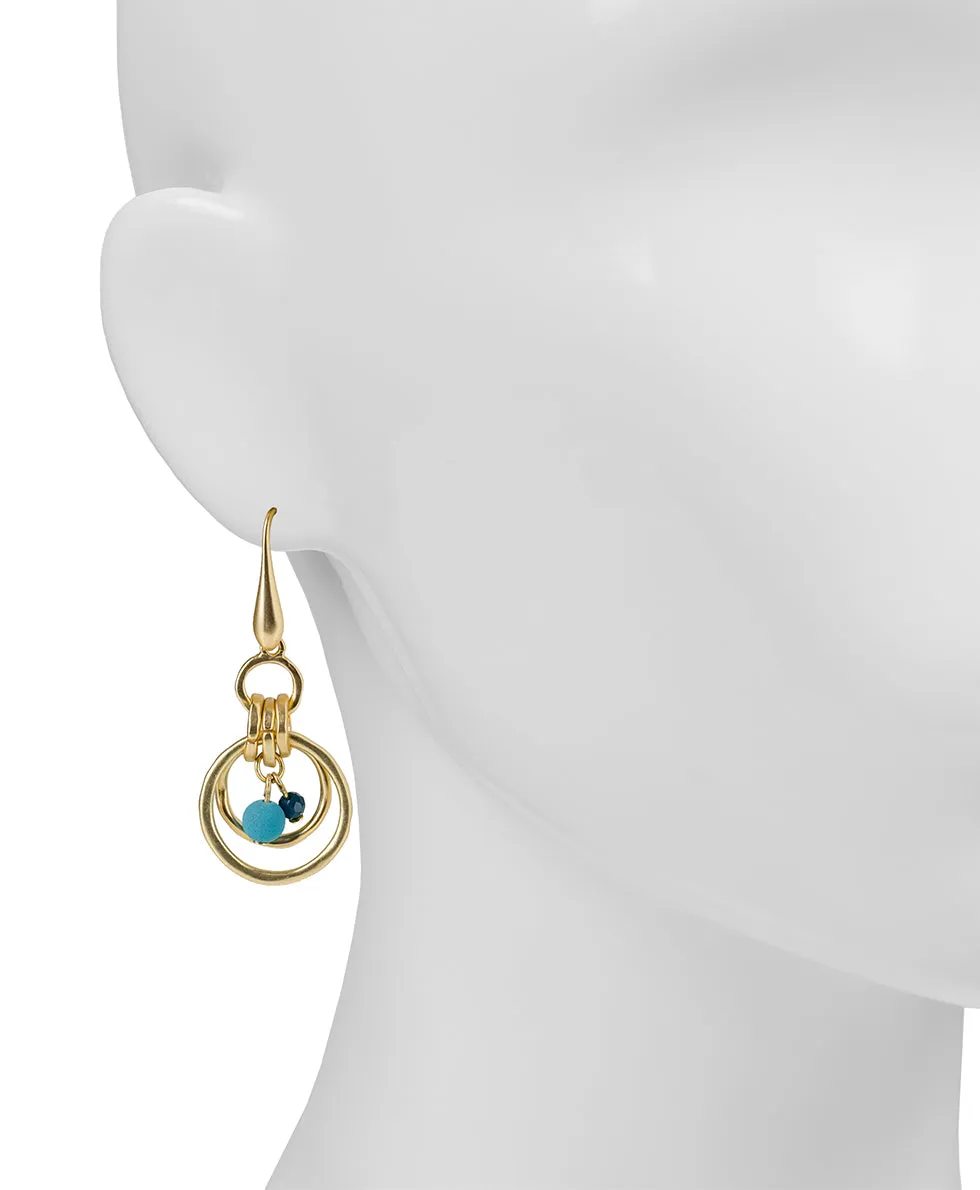 Multi Ring Drop with Beads Earrings - Eclectic Bead