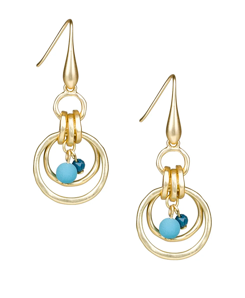 Multi Ring Drop with Beads Earrings - Eclectic Bead