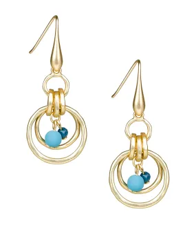 Multi Ring Drop with Beads Earrings - Eclectic Bead