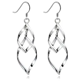 New Hot Fashion Hollow Metal Flower Plating Silver Leaf Drop Earrings Jewelry Multilayer Tassel long Earrings