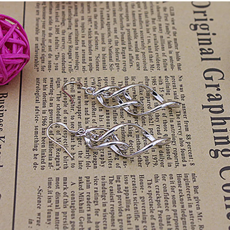 New Hot Fashion Hollow Metal Flower Plating Silver Leaf Drop Earrings Jewelry Multilayer Tassel long Earrings