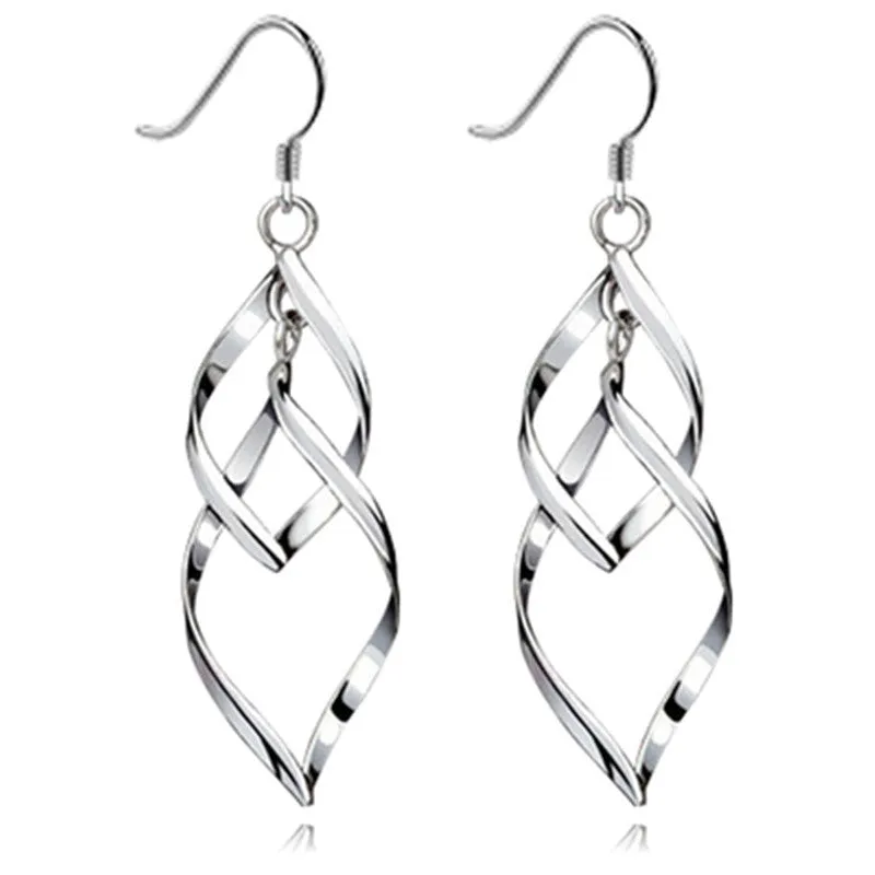 New Hot Fashion Hollow Metal Flower Plating Silver Leaf Drop Earrings Jewelry Multilayer Tassel long Earrings