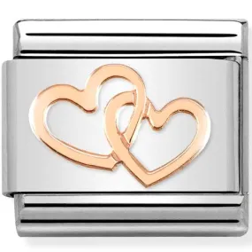 Nomination Classic Link with Intertwined Hearts in Rose Gold Tone