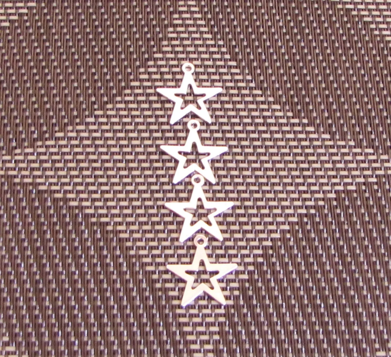 Open star charm, sterling silver 24 gauge, 1/2 x1/2 inch size, with loop, element dangle,  8 pack