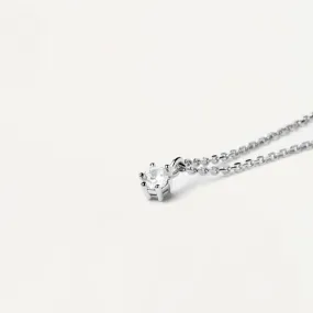 P D PAOLA | White Solitary Silver Necklace