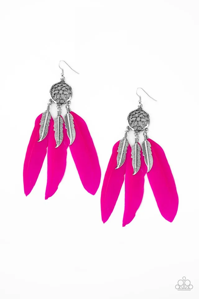 Paparazzi Earring ~ In Your Wildest DREAM-CATCHERS - Pink