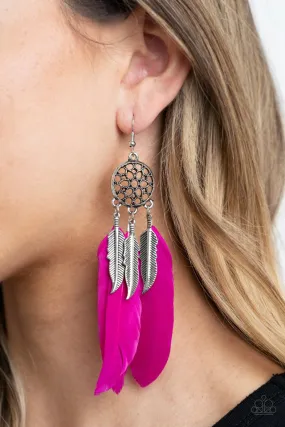 Paparazzi Earring ~ In Your Wildest DREAM-CATCHERS - Pink